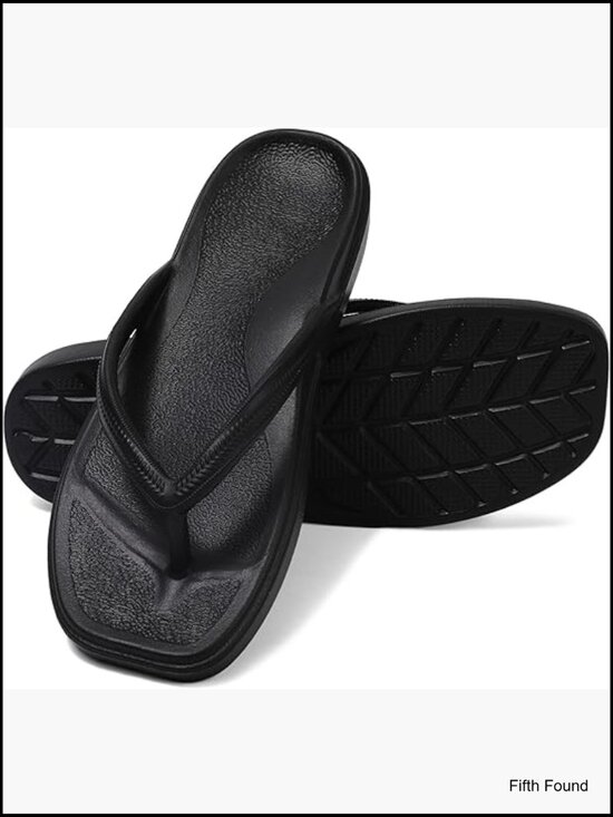 Shoes - Women's Arch Support Flip Flops - Square Toe Thong Sandals Lightweight EVA